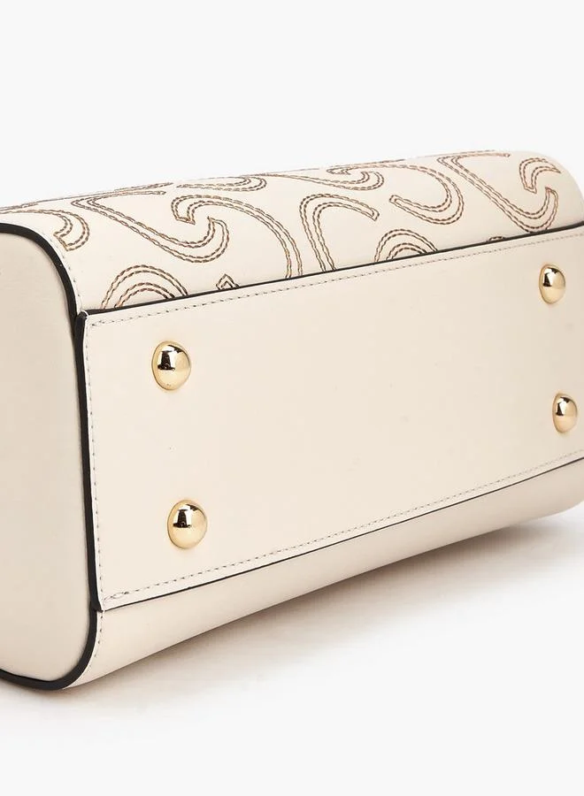 Celeste IVORY Monogram Embroidered Tote Bag with Adjustable Strap for Women | Best Price UAE